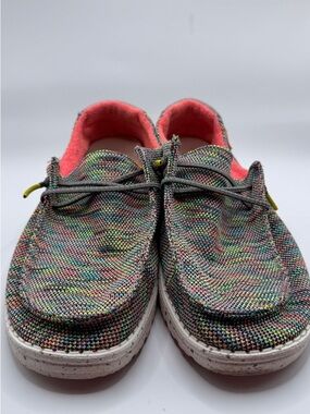 Hey Dude Multicolor Knit Slip-On Loafers with Coral Lining